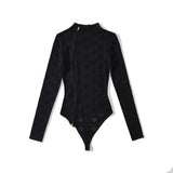 Women Sweater Knitwear Turtleneck Hollow out Diamond Lattice Jumpsuit Women's Autumn Stretch Slim Fit Base Long Sleeve Knitted T-shirt
