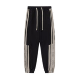 Men Sweatpants Sports Pants Men Loose Casual Trousers Striped Elastic Waist Ankle-Tied Sweatpants