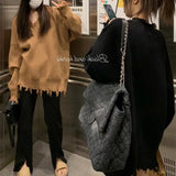 Women Knitted Pullover Autumn and Winter Loose Long-Sleeved Sweater Top