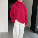 Women Winter Knitted Sweater V-neck Loose Top 1t8846