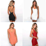 Women Dresses Backless Sleeveless Dress Sexy Hip Skirt (Bla0420)