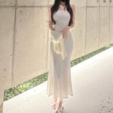 Women Dresses Bow Summer Bra Top Long Skirt Hip Skirt Sexy