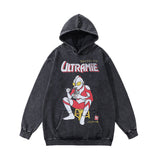 Men Hoodie Anime Hoodie Hip Hop Washed and Worn Hooded Sweatshirt