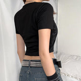 Women T-shirt Spring/Summer Tight round Neck Wings Printing Short Short Sleeve T-shirt