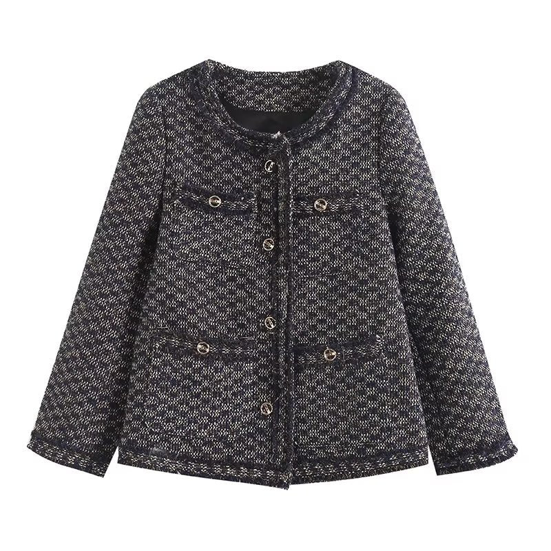 Women Woolen Coat Chanel Coat Women's Spring and Autumn Retro Short Top