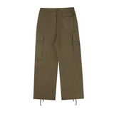 Men Sweatpants Workwear Wide-Leg Casual Pants Pleated Straight Loose Drawstring Ankle-Tied Trousers