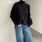 Women Knitted Two-Piece Set Turtleneck Vest Cardigan Knitted Two-Piece X3050