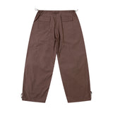 Men Sweatpants Pleated Loose-Fitting Wide-Leg Trousers Outdoor Sports Drawstring Ankle Banded Pants