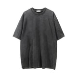 Men Vintage T-Shirt Chess Printed Distressed Washed Short Sleeve T-shirt