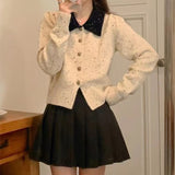 Women Knitwear Fall and Winter Lapels Knitted Cardigan
