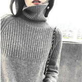 Women Knitted Pullover Turtleneck Autumn Sweater Loose Base Shirt