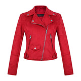 Women Jacket Autumn and Winter Suede Lapel Motorcycle Jacket