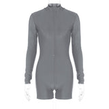 Women Jumpsuit Fall Zipper Slim Fit Long Sleeve Jumpsuit (Hawthaw0412)