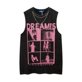 Women Vest Ripped Necklace Sleeveless T-shirt Men's and Women's Punk Vest