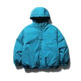Unisex Winter Cotton Coat Patch Decoration Hooded down Jacket Retro Loose down Jacket