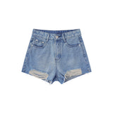Women Shorts Ripped Burr Denim Shorts Summer