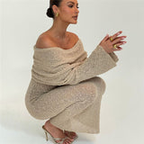 Beach Sweater Dress Autumn Sexy Backless Slim Fit Long Dress