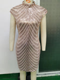 Women Evening Gown Sexy Retro Sequins Dress