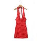 Women Dresses Summer V-neck Backless Dress Sexy Skirt (Xds0414)