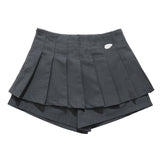 Women Shorts Plaid Pleated Pantskirt