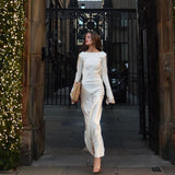 Women Dresses Backless Long Sleeves Dress Fall Slim Fit Long Dress