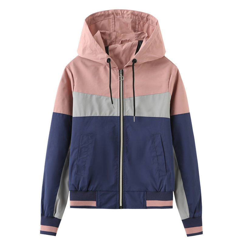 Women Trench Coat Spring and Autumn Anorak Women's Long Sleeve Zipper Drawstring Coat