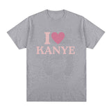 I Heart Kanye West Letter Print T-shirt Men Fashion Vintage