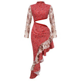 Women Dresses Sexy Slit Long Sleeve Dress (Zns0409)