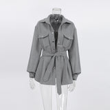Women Trench Coat Vintage Woolen Coat Autumn and Winter Loose
