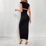 Women Dress Square Collar Slimming Sheath Dress
