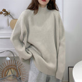 Women Knitted Pullover Turtleneck Autumn and Winter Loose Knitwear Top