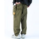 Men Sweatpants Thickened Multi-Pocket Loose Wide-Leg Overalls