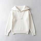 Women Sweater Knitwear Zipper and Lapel Sweater Sweater