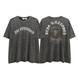 Men T Shirt Hip Hop Worn Looking Washed-out Letter Short Sleeve T-shirt