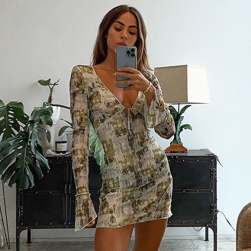 Women Dresses Sexy Long Sleeve Narrow Dress