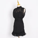 Women Dresses Summer Stand Collar Chiffon Dress Hip Skirt (Qymy0409)