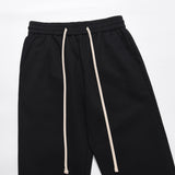 Men Sweatpants Simple Leg Zipper Casual Pants Loose Drawstring Elastic Waist Straight Sports Trousers