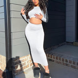 Women Co-Ord Set Autumn and Winter Two-Piece Suit Suit Long Sleeves Cropped Half-Length Skirt Suit