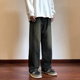 Men Jeans Fall Retro Washed Spring and Autumn Baggy Straight Trousers