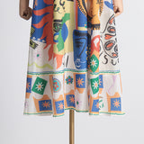 Women Dresses Summer Square Collar Sling Dress Graffiti Printing Long Dress (Qymy0409)