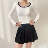 Women Sweater Knitwear Sexy Knitted Bottoming Shirt Women's Autumn and Winter Square Collar Contrast Color Slim Fit Top