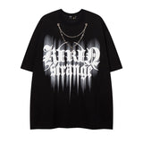 Men T Shirt Hip Hop Heart Graffiti Necklace Short Sleeve T-shirt
