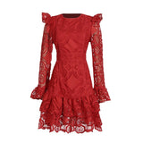 Women Dresses Spring Lace Embroidery Dress (Qymy0409)