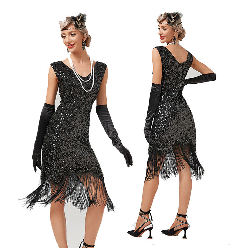 Flappers 1920S Dress Vintage Sequin Dress Gatsby Ball Tassel Dress