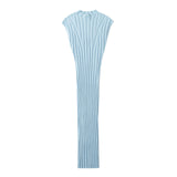 Women Dresses Summer round Neck Sleeveless Knitted Dress (Xds0414)