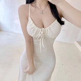Women Dresses Sling U-Neck Lace-up Dress Sexy Dress