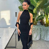 Women Dresses Sexy Backless Bright Silk Dress