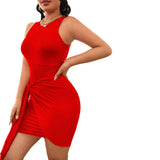 Women Dress Summer round Neck Skirt Hip Skirt Dress