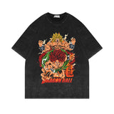 Washed vintage short-sleeved T-shirt oversize