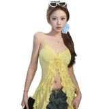 Women Tops Spring Sexy Suspenders Midriff-Baring Top